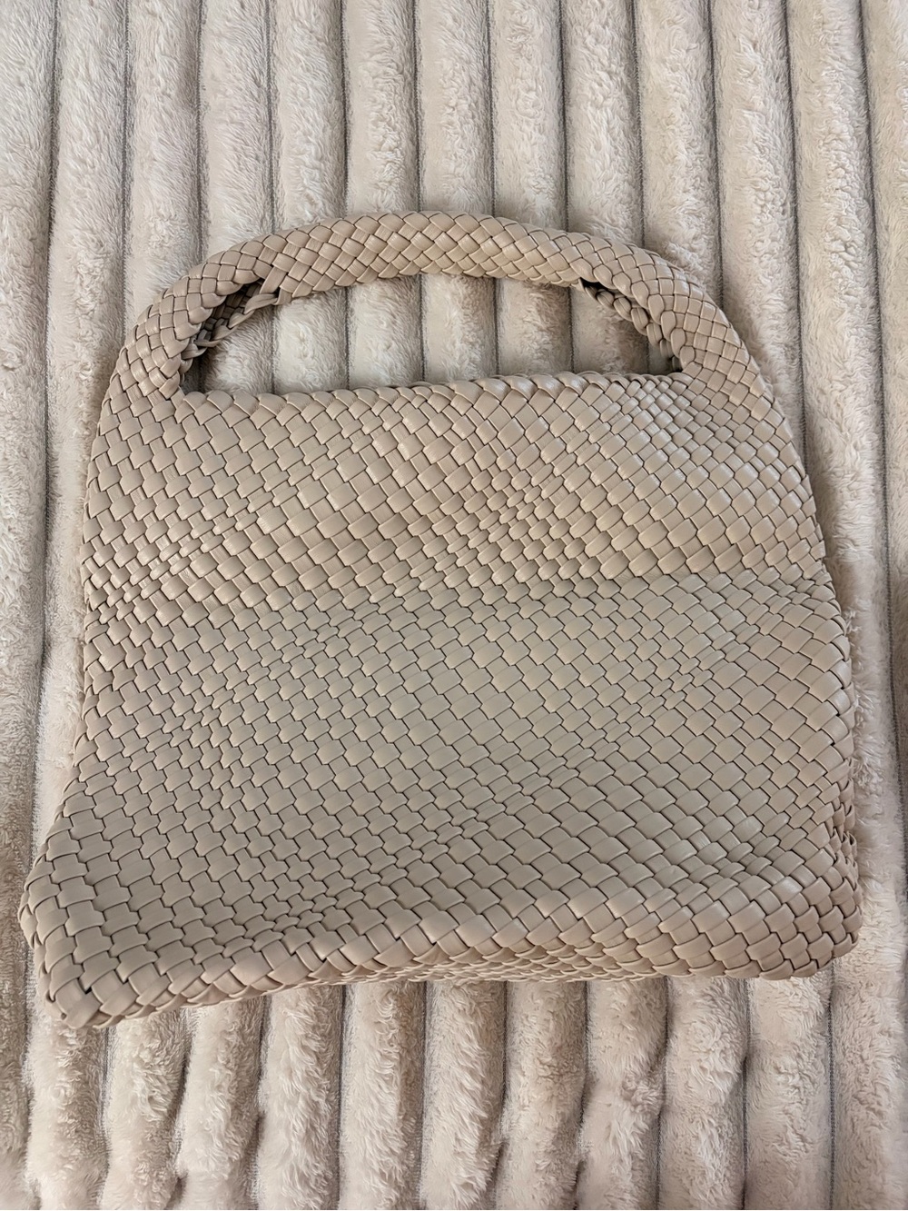 Boho Woven Shoulder Bag in Taupe